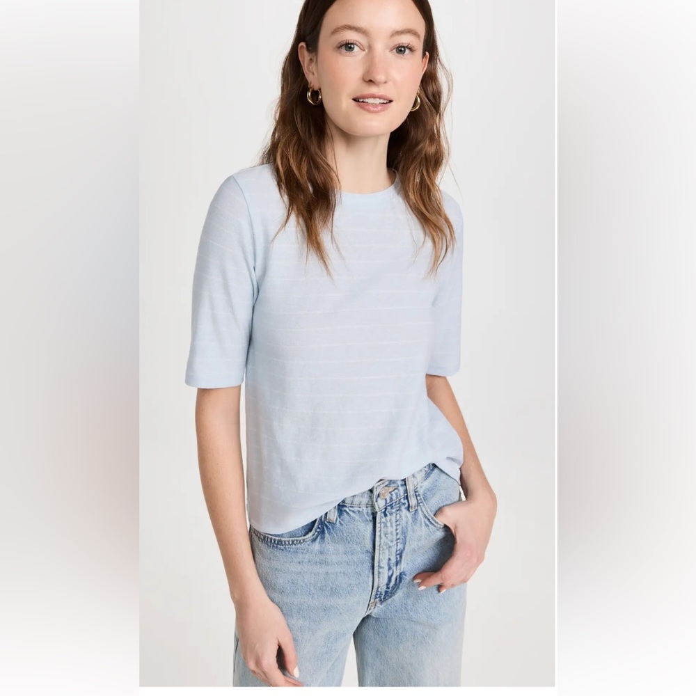 Vince Striped Relaxed Elbow Sleeve T-Shirt